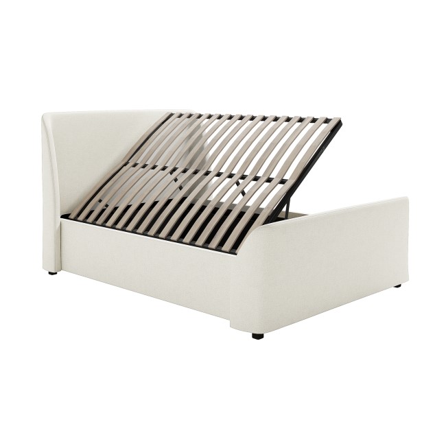 Cream Fabric Double Side-Lift Ottoman Bed - Amelia