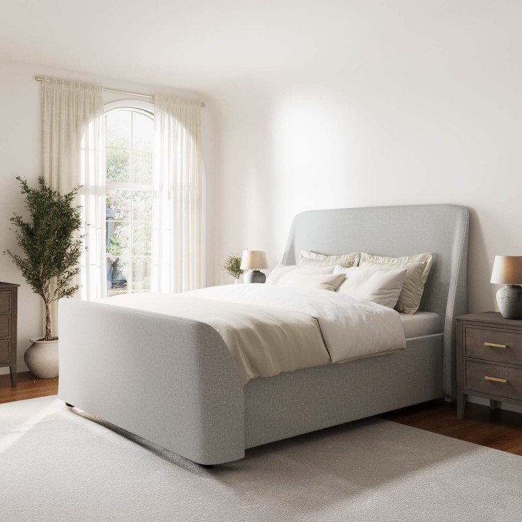 Grey Upholstered King Size Side-Lift Ottoman Bed - Amelia