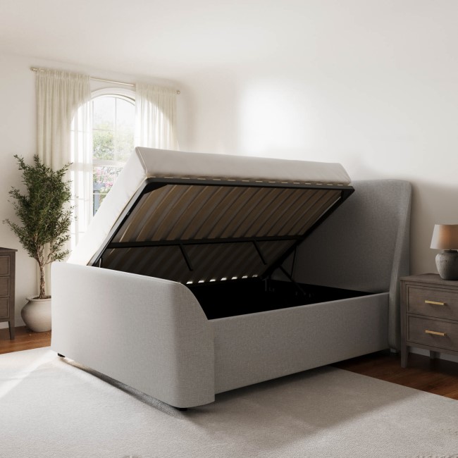 Grey Fabric King Size Side-Lift Ottoman Bed - Amelia