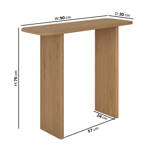 Slim & Narrow Rustic Oak Console Table - Mia