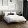 Grey Velvet Upholstered Mid-Century Double Bed Frame - Amara