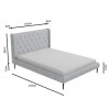 Grey Velvet Upholstered Mid-Century Double Bed Frame - Amara