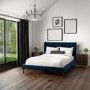 GRADE A1 - Amara Double Bed Frame in Navy Blue Velvet with Quilted Headboard