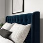 Navy Velvet Mid-Century King Size Bed Frame - Amara