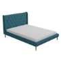 GRADE A1 - Amara Double Bed Frame in Teal Velvet with Quilted Headboard