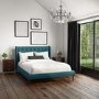 Teal Velvet Mid-Century Double Bed Frame - Amara