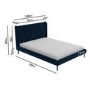 Navy Blue Velvet Mid-Century Small Double Bed Frame - Amara