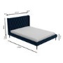 GRADE A1 - Amara Small Double Bed Frame in Navy Blue Velvet with Quilted Headboard