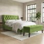 GRADE A1 - Olive Green Velvet Double Ottoman Bed with Legs - Amara