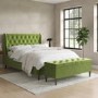 ALMOST PERFECT - Olive Green Velvet Double Ottoman Bed with Legs - Amara