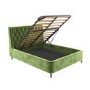 Olive Green Velvet Double Ottoman Bed with Legs - Amara