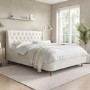Cream Fabric King Size Ottoman Bed with Legs - Amara