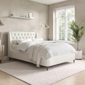 AMR009SD Cream Upholstered Small Double Ottoman Bed with Legs - Amara