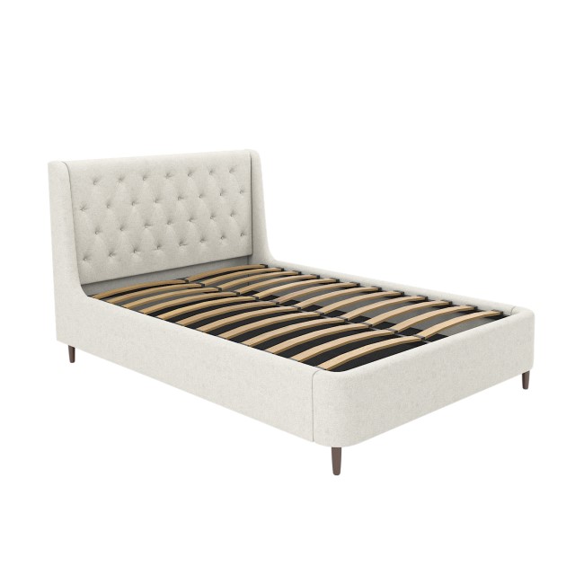 Cream Upholstered Small Double Ottoman Bed with Legs - Amara