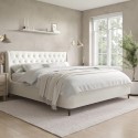 AMR009SK Cream Upholstered Super King Ottoman Bed with Legs - Amara