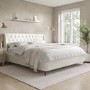 ONLY OPENED - Cream Fabric Super King Ottoman Bed with Legs - Amara