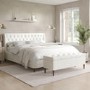 ONLY OPENED - Cream Fabric Super King Ottoman Bed with Legs - Amara