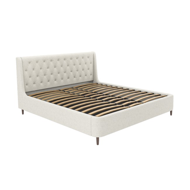 Cream Upholstered Super King Ottoman Bed with Legs - Amara