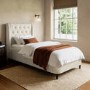 Cream Upholstered Single Ottoman Bed with Legs - Amara