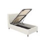 Cream Upholstered Single Ottoman Bed with Legs - Amara
