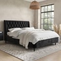 AMR010K Black Velvet King Size Ottoman Bed with Legs - Amara