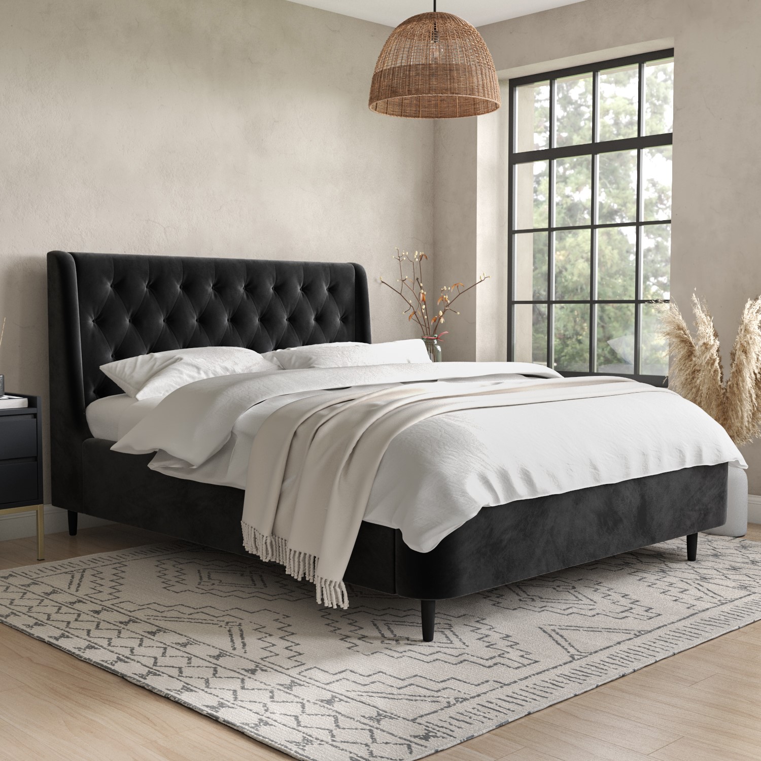 Velvet King Ottoman Bed Legs