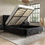 ONLY OPENED - Black Velvet King Size Ottoman Bed with Legs - Amara