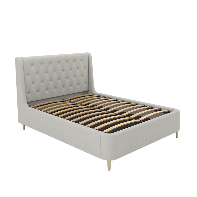 Grey Upholstered King Size Ottoman Bed With Legs - Amara