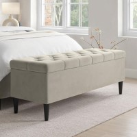 Ottoman Storage Blanket Box in Beige Velvet - Amara