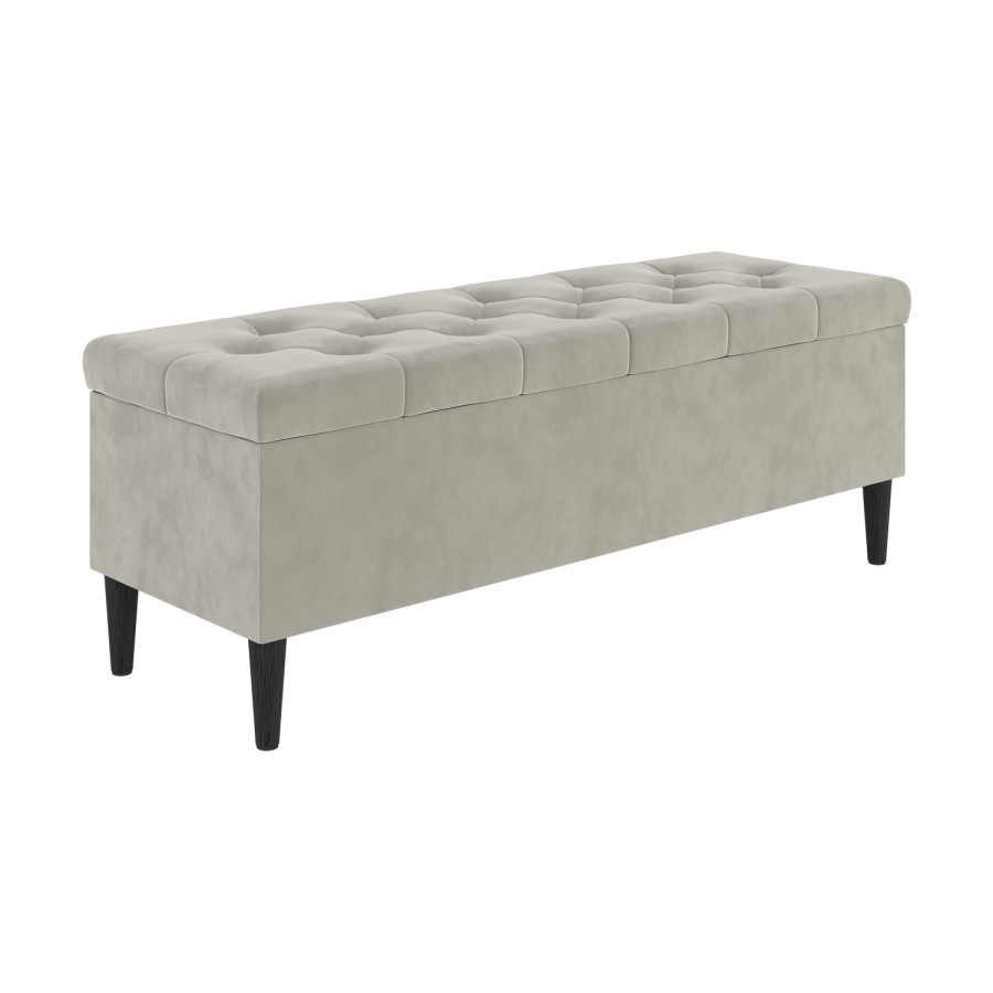 Ottoman Storage Blanket Box in Beige Velvet - Amara