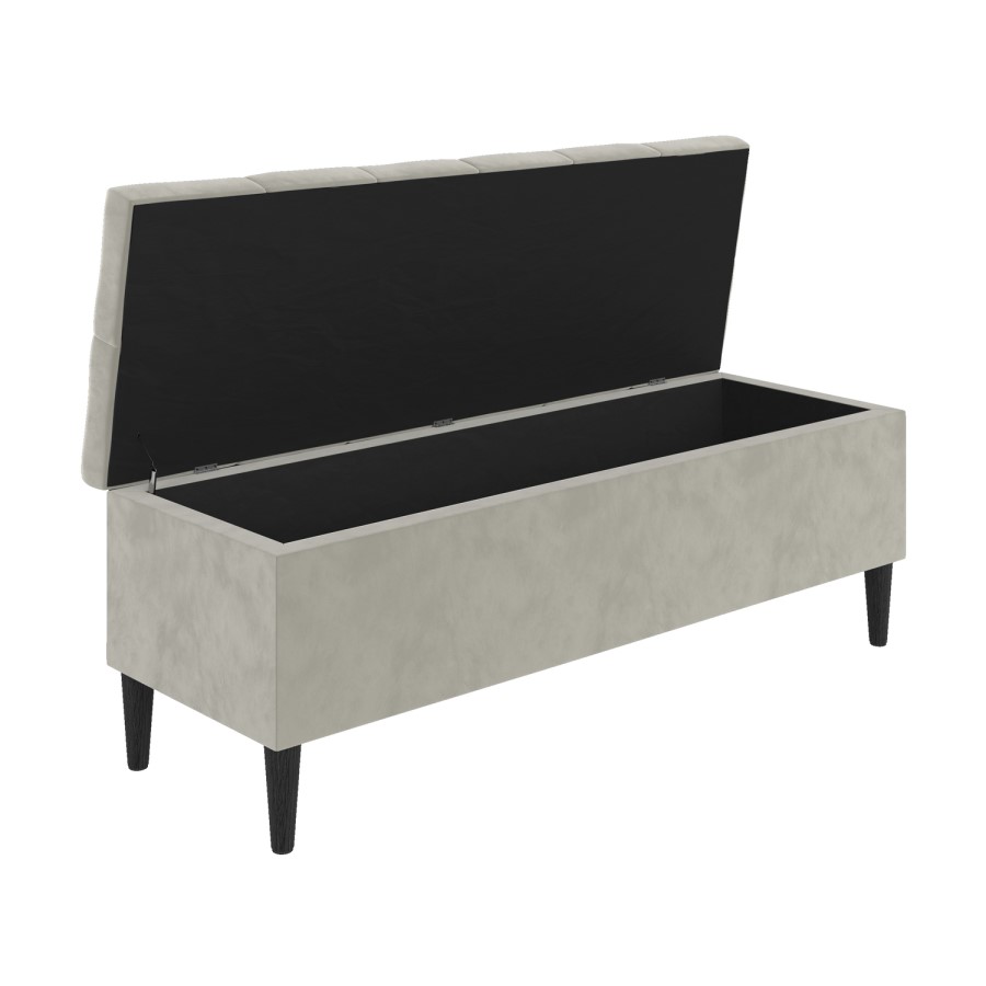 Ottoman Storage Blanket Box in Beige Velvet - Amara