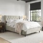 ONLY OPENED - Beige Velvet Double Ottoman Bed With Legs - Amara
