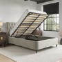 ONLY OPENED - Beige Velvet Double Ottoman Bed With Legs - Amara