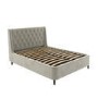 ONLY OPENED - Beige Velvet Double Ottoman Bed With Legs - Amara