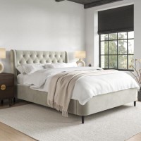 ONLY OPENED - Beige Velvet King Size Ottoman Bed With Legs - Amara