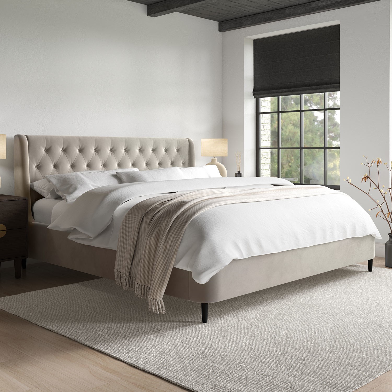 Velvet Super King Ottoman Bed Legs