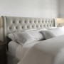 Beige Velvet Super King Ottoman Bed With Legs - Amara