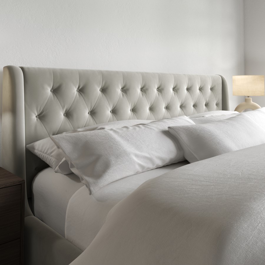 Beige Velvet Super King Ottoman Bed With Legs - Amara