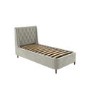 Beige Velvet Single Ottoman Bed With Legs - Amara