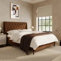 A1/AMR015D ONLY OPENED - Brown Chenille Double Ottoman Bed With Legs - Amara