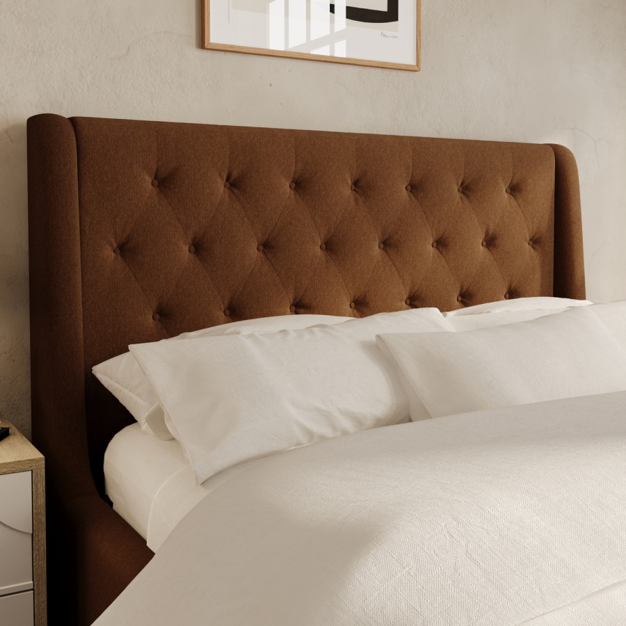 Burnt Orange Chenille Double Ottoman Bed With Legs - Amara