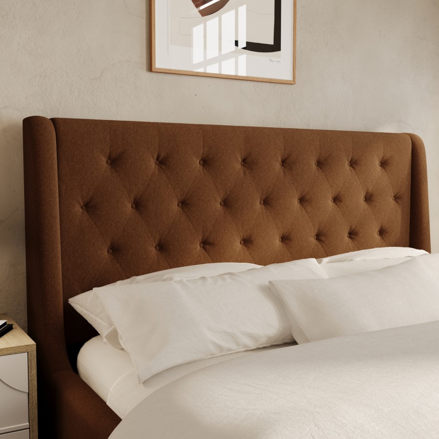 Burnt Orange Chenille King Size Ottoman Bed With Legs - Amara