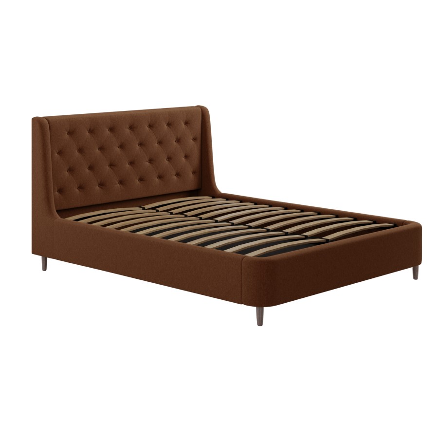 Burnt Orange Chenille King Size Ottoman Bed With Legs - Amara