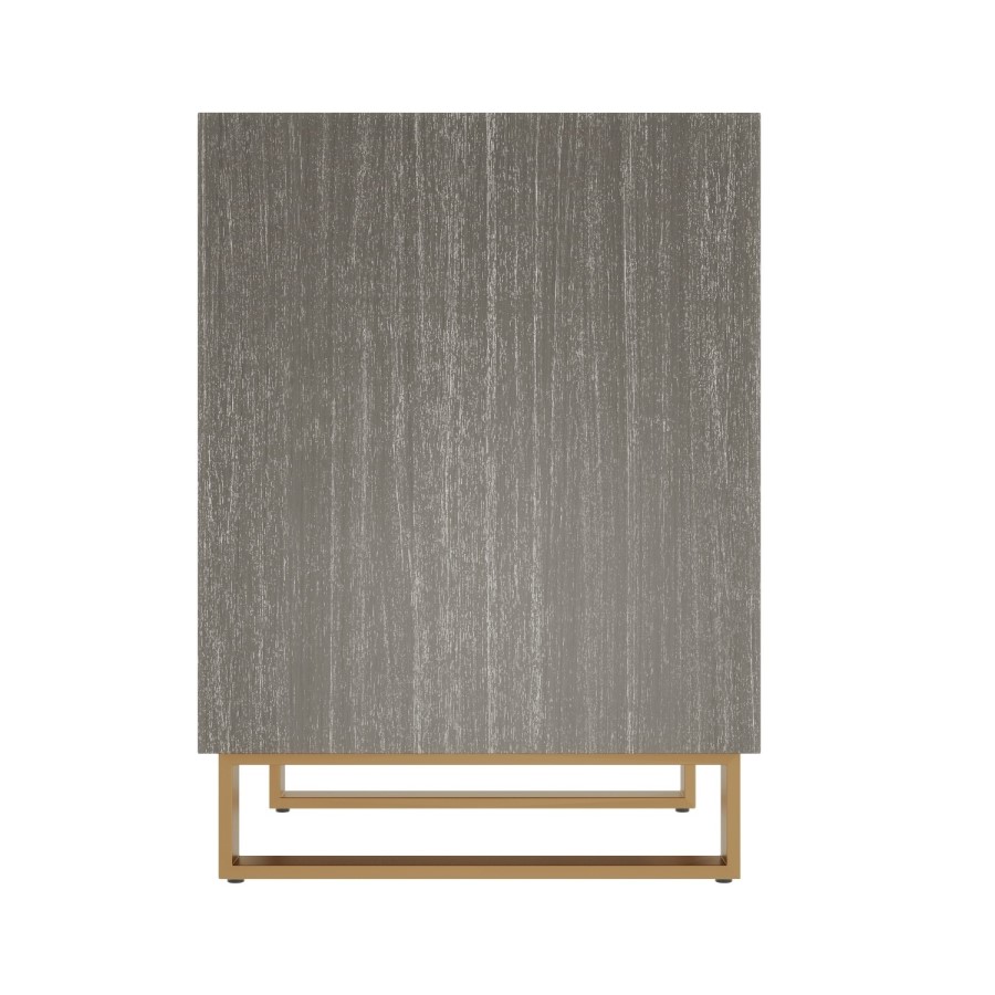 GRADE A1 - Anastasia 2 Drawer Bedside Table in Taupe with Brass Painted Wooden Trim
