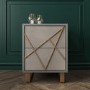 GRADE A1 - Anastasia 2 Drawer Bedside Table in Taupe with Brass Painted Wooden Trim