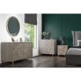 GRADE A1 - Anastasia 2 Drawer Bedside Table in Taupe with Brass Painted Wooden Trim