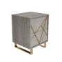 GRADE A1 - Anastasia 2 Drawer Bedside Table in Taupe with Brass Painted Wooden Trim