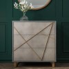 GRADE A1 - Anastasia 3 Drawer Chest of Drawers in Taupe with Brass Painted Wooden Trim