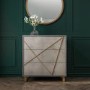 GRADE A1 - Anastasia 3 Drawer Chest of Drawers in Taupe with Brass Painted Wooden Trim