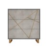 GRADE A1 - Anastasia 3 Drawer Chest of Drawers in Taupe with Brass Painted Wooden Trim